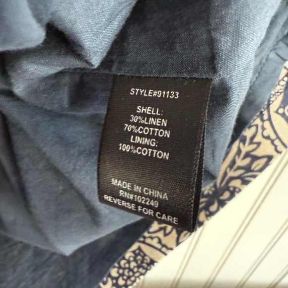 Skies Are Blue Dress Size Medium Navy and White Linen and Cotton - Picture 6 of 8